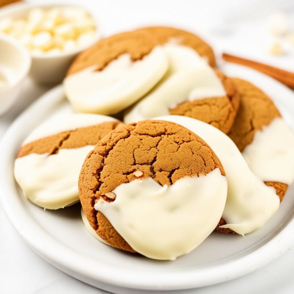 White Chocolate Dipped Ginger Cookies