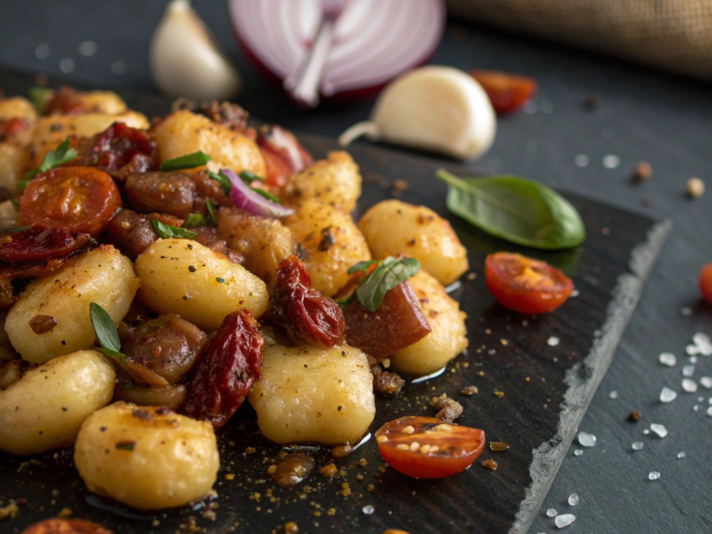 One-Pan-Gnocchi-Pfanne mit getrockneten Tomaten