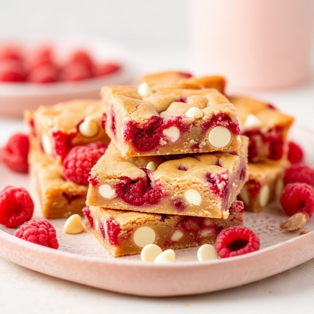 Raspberry and White Chocolate Blondies