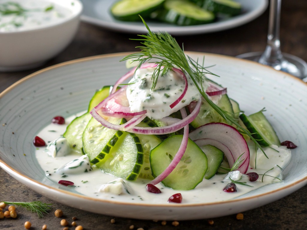 Gurkensalat mit roter Zwiebel