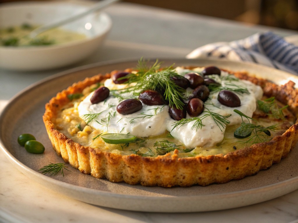Mediterranean Potato Crust Tart with Tzatziki (Gluten-Free)