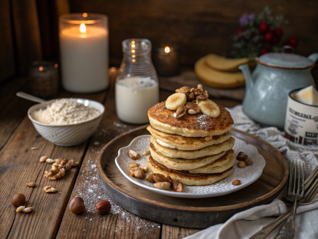 Bananen Pancakes, Vegane Pfannkuchen, Zuckerfreie Frühstückspancakes