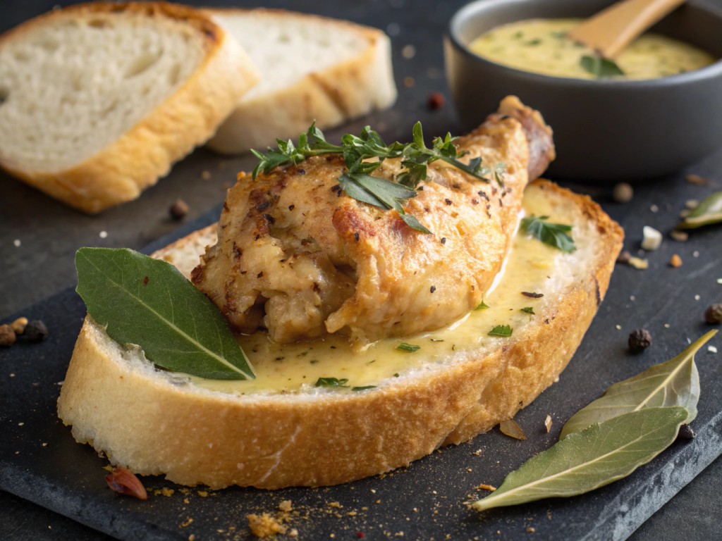Hähnchen in Brotsauce Gebacken