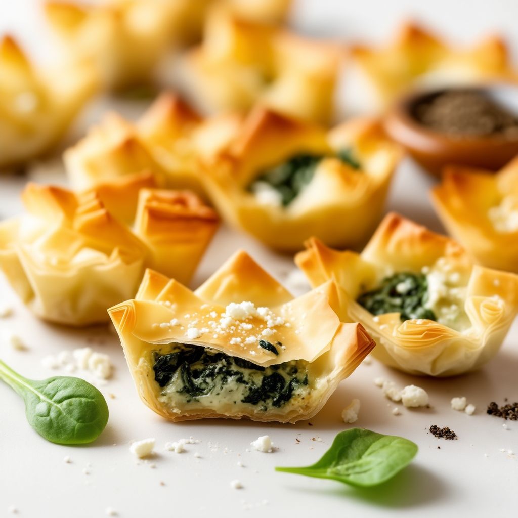 Herzhafte Spinat- und Käse-Phyllo-Häppchen