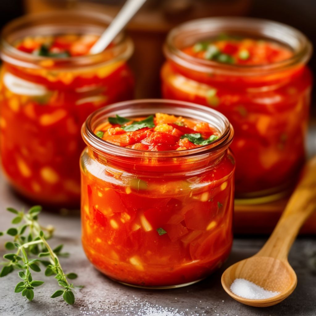Rustikale italienische Tomatensuppe zum Einmachen