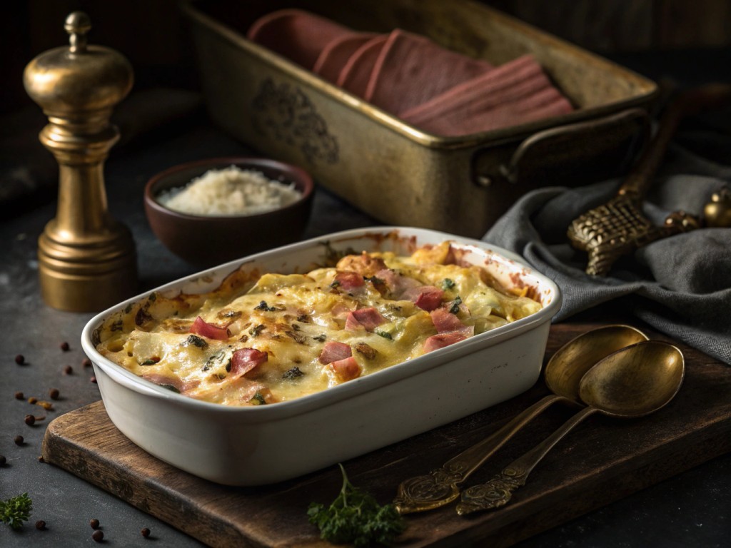 Nudel-Schinken-Gratin