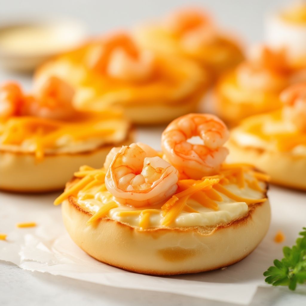 Käse-Garnelen-Englisch-Muffin-Häppchen