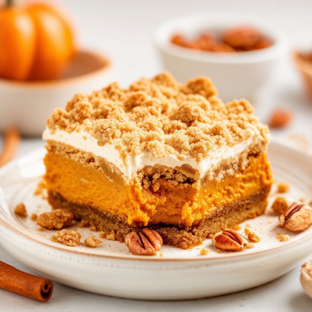 Kürbisgewürz-Crumble mit cremigem Topping