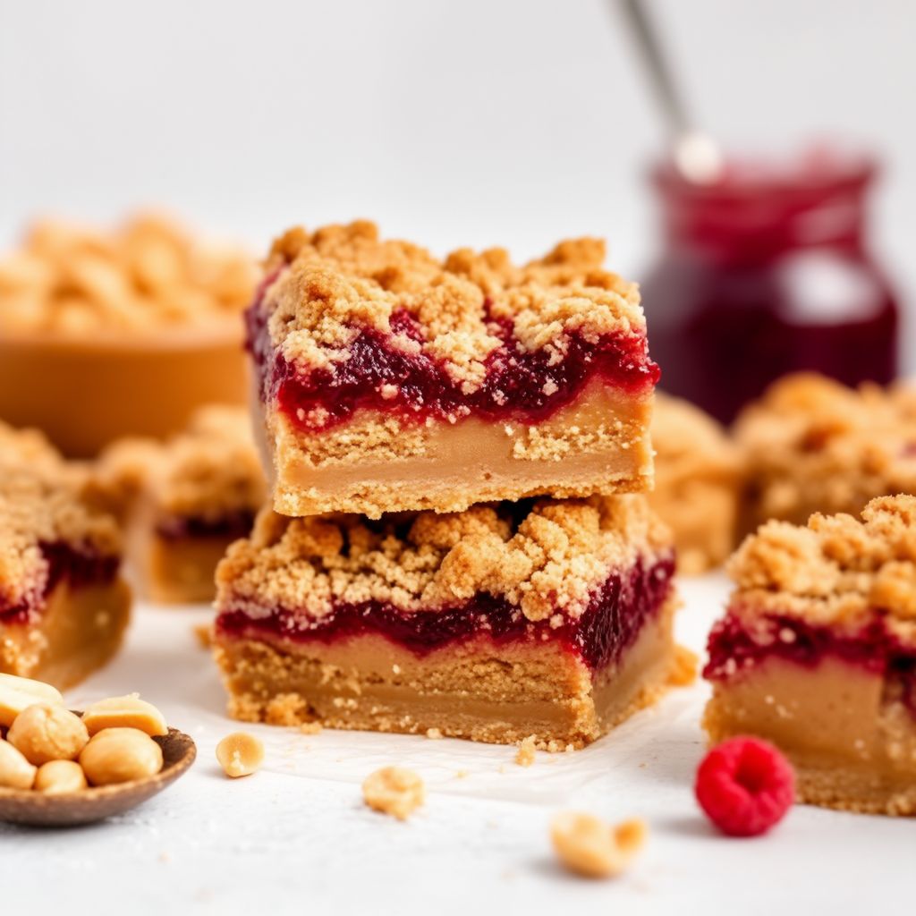 Erdnussbutter- und Gelee-Crumble-Riegel