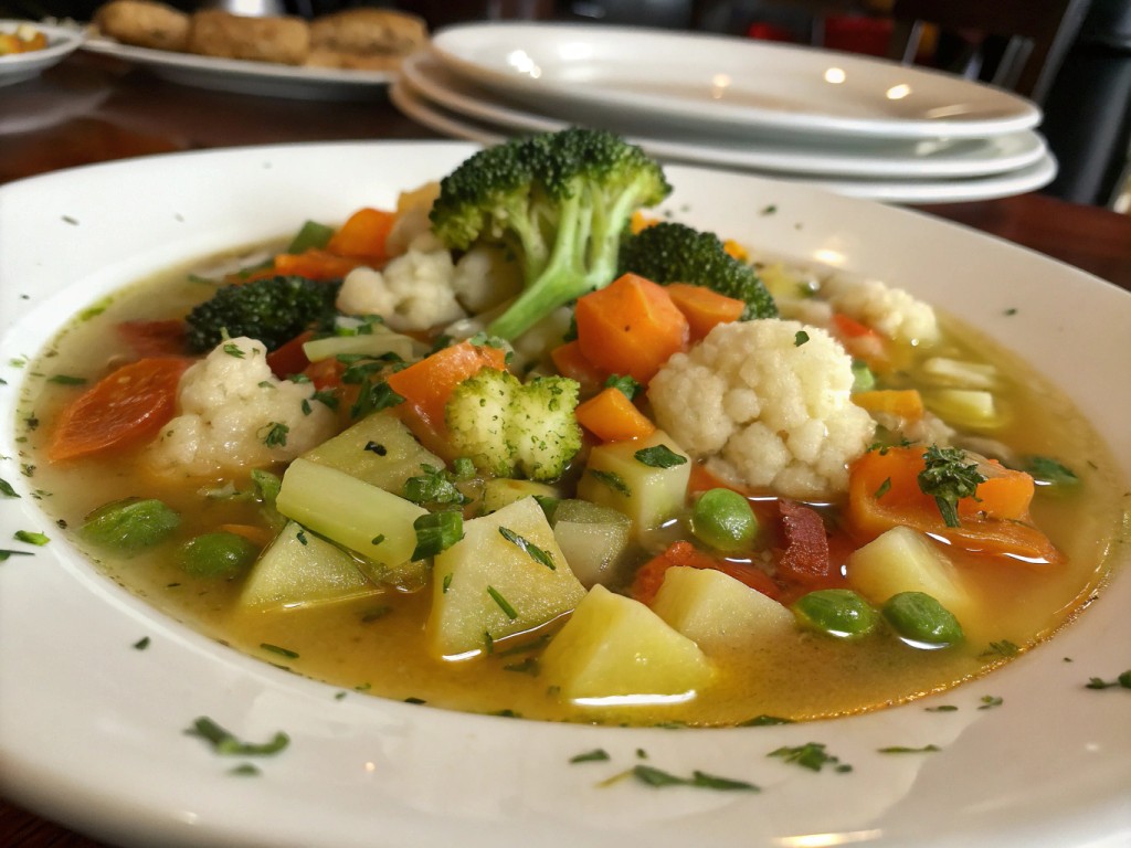 Gemüsesuppe mit Kartoffeln, Brokkoli und Blumenkohl