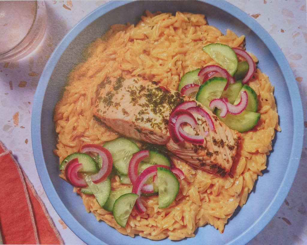 Orzotto mit Lachs und Gurkensalat