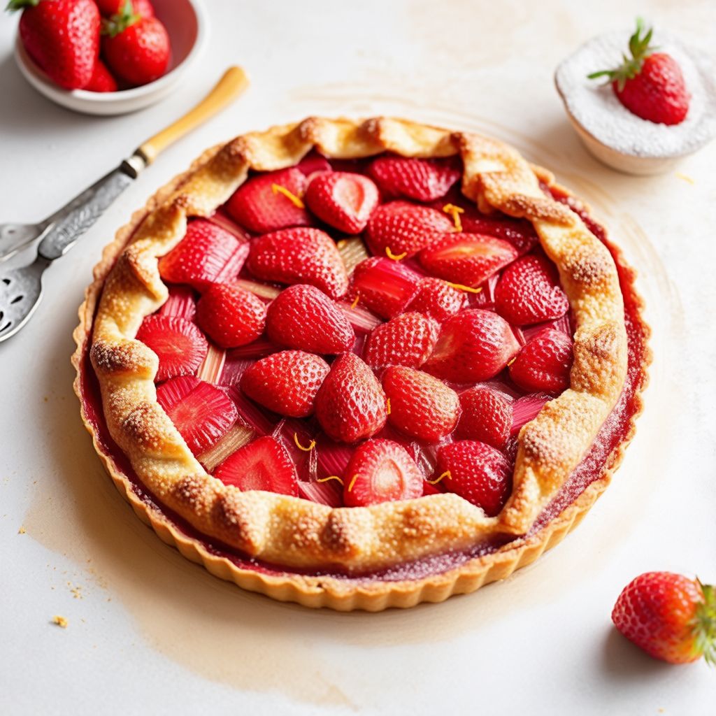 Rustikale Erdbeer-Rhabarber-Tarte