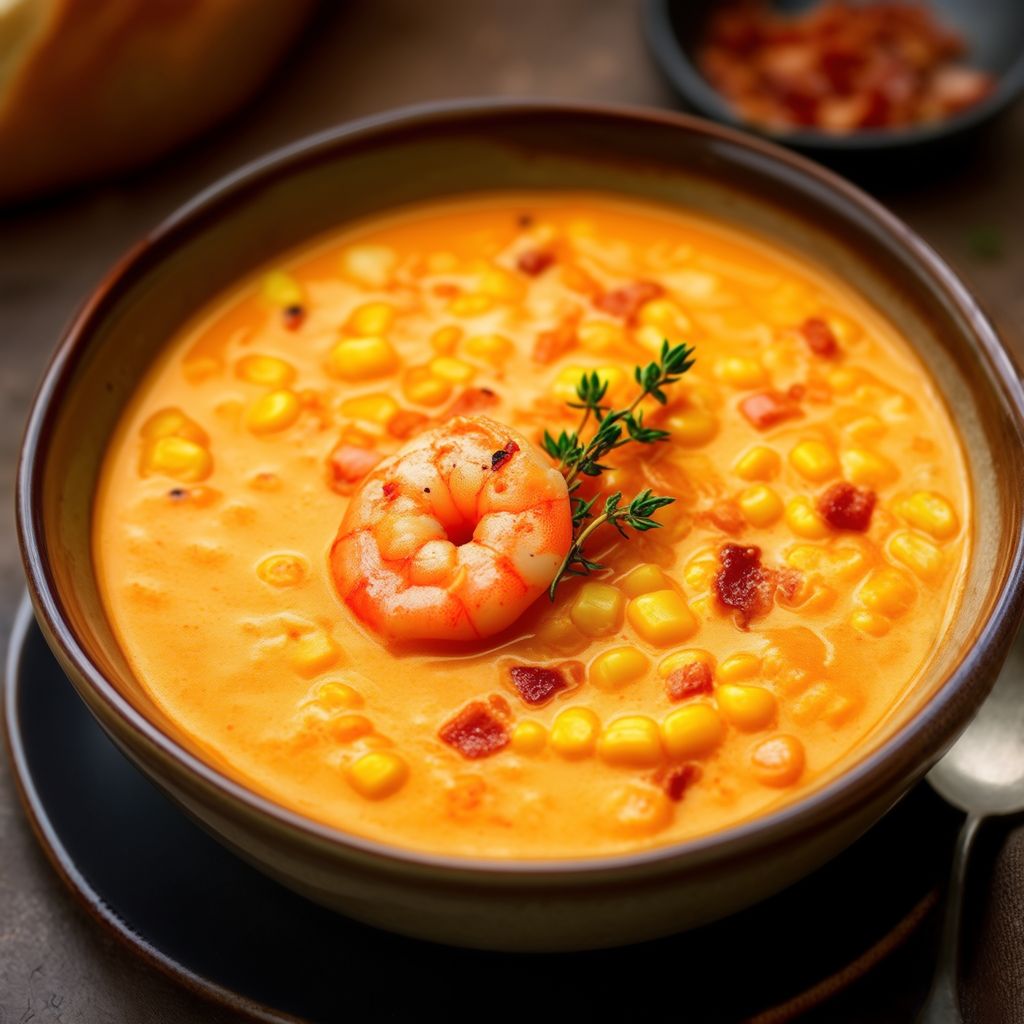 Zuppa di Gamberi Piccante e Mais