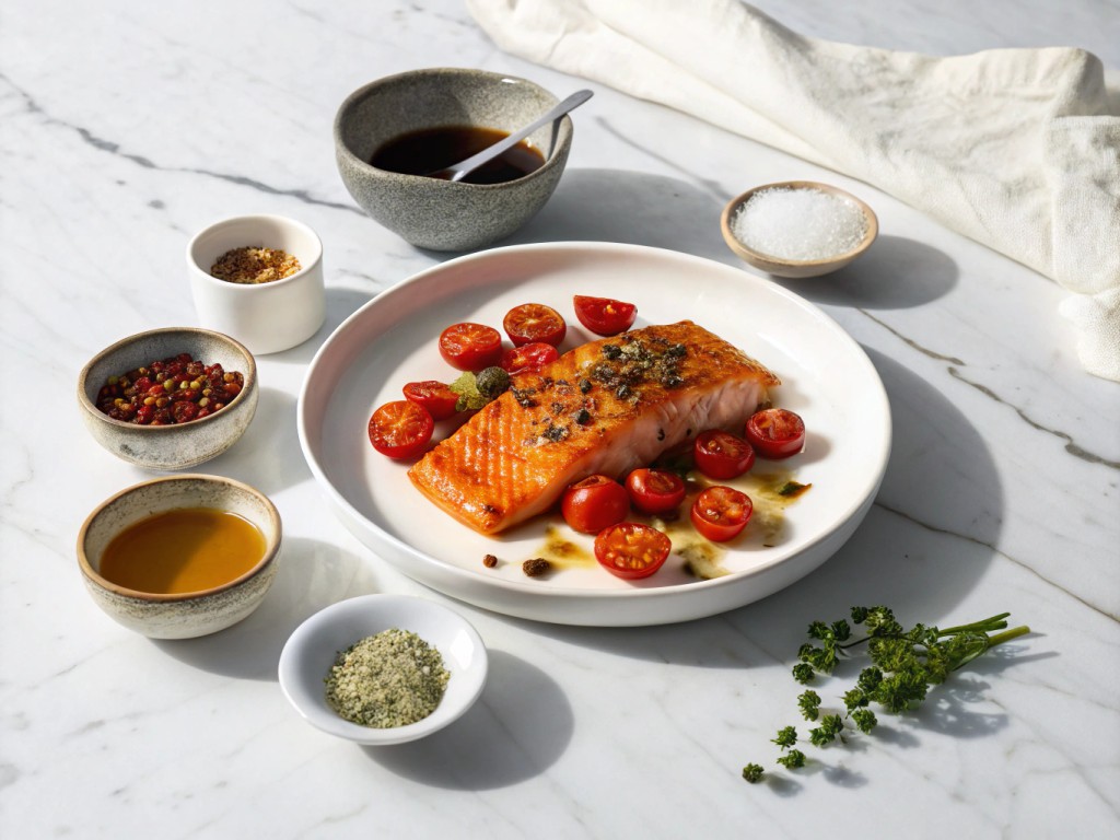 Asiatischer Lachs mit Ofentomaten