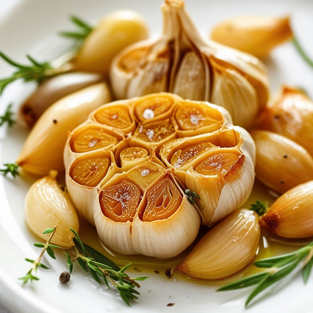 Kräuter-infused gerösteter Knoblauch und Schalotten