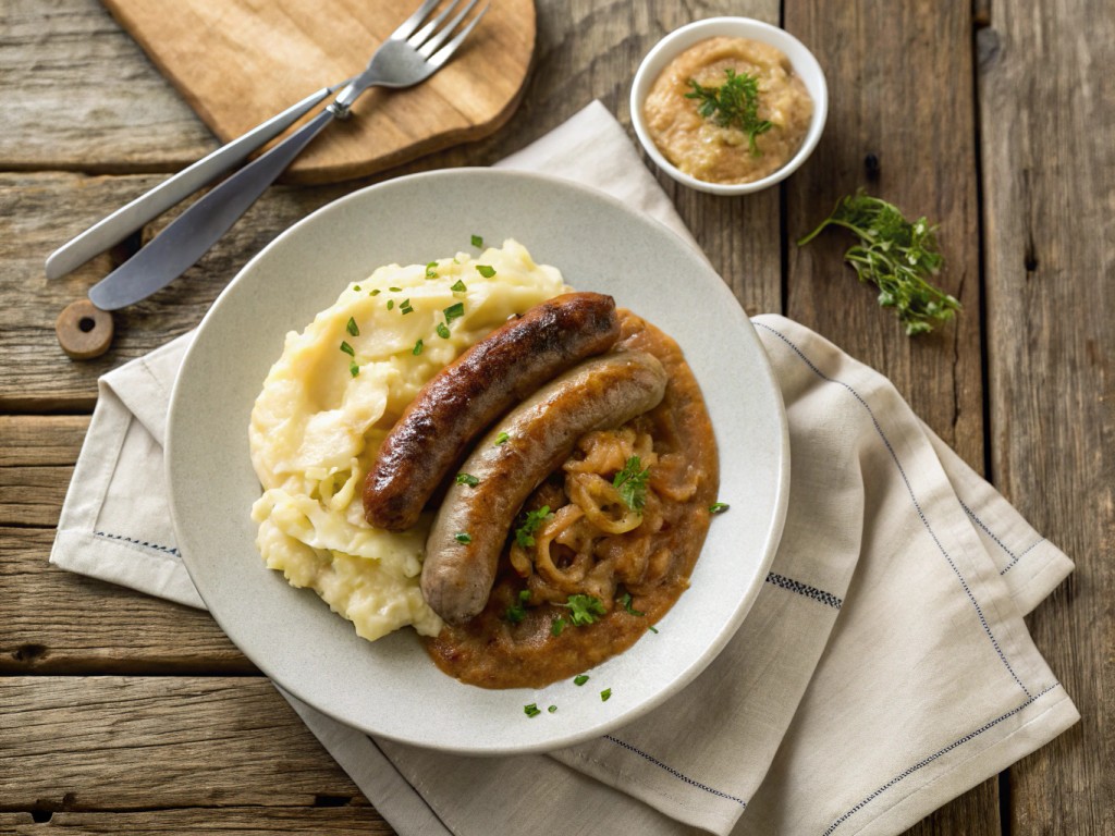 Bratwurst mit Zwiebelsoße