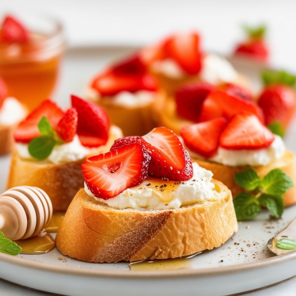 Honey Ricotta Strawberry Crostini