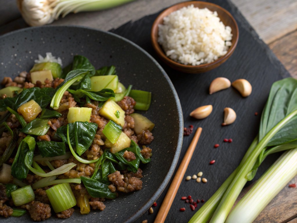 Hackfleischpfanne mit Baby-Pak-Choi