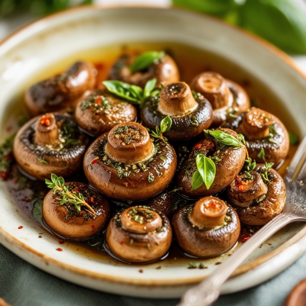 Kräuterinfundierte marinierte Champignons