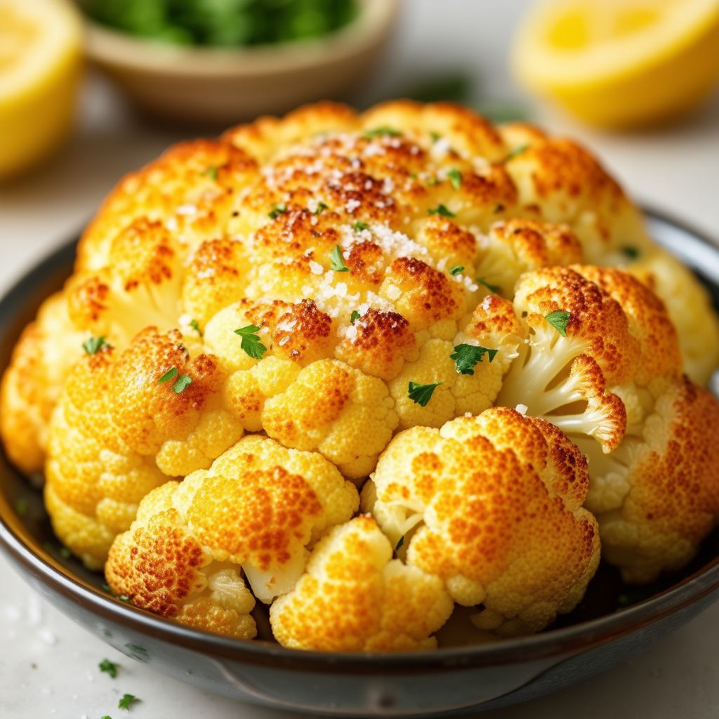 Goldene Knoblauch-Zitronen-Röstblumenkohl