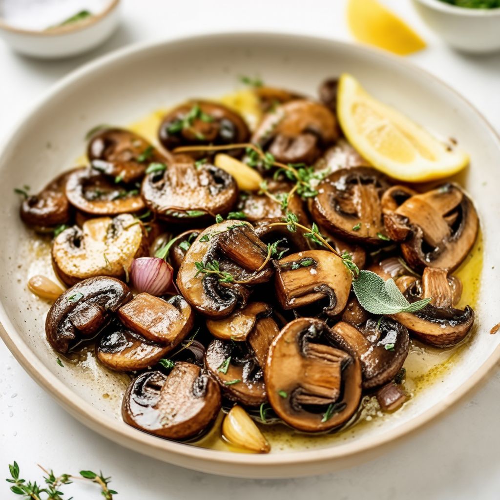 Gebratene Kräutermushrooms mit Zitrone und Knoblauch