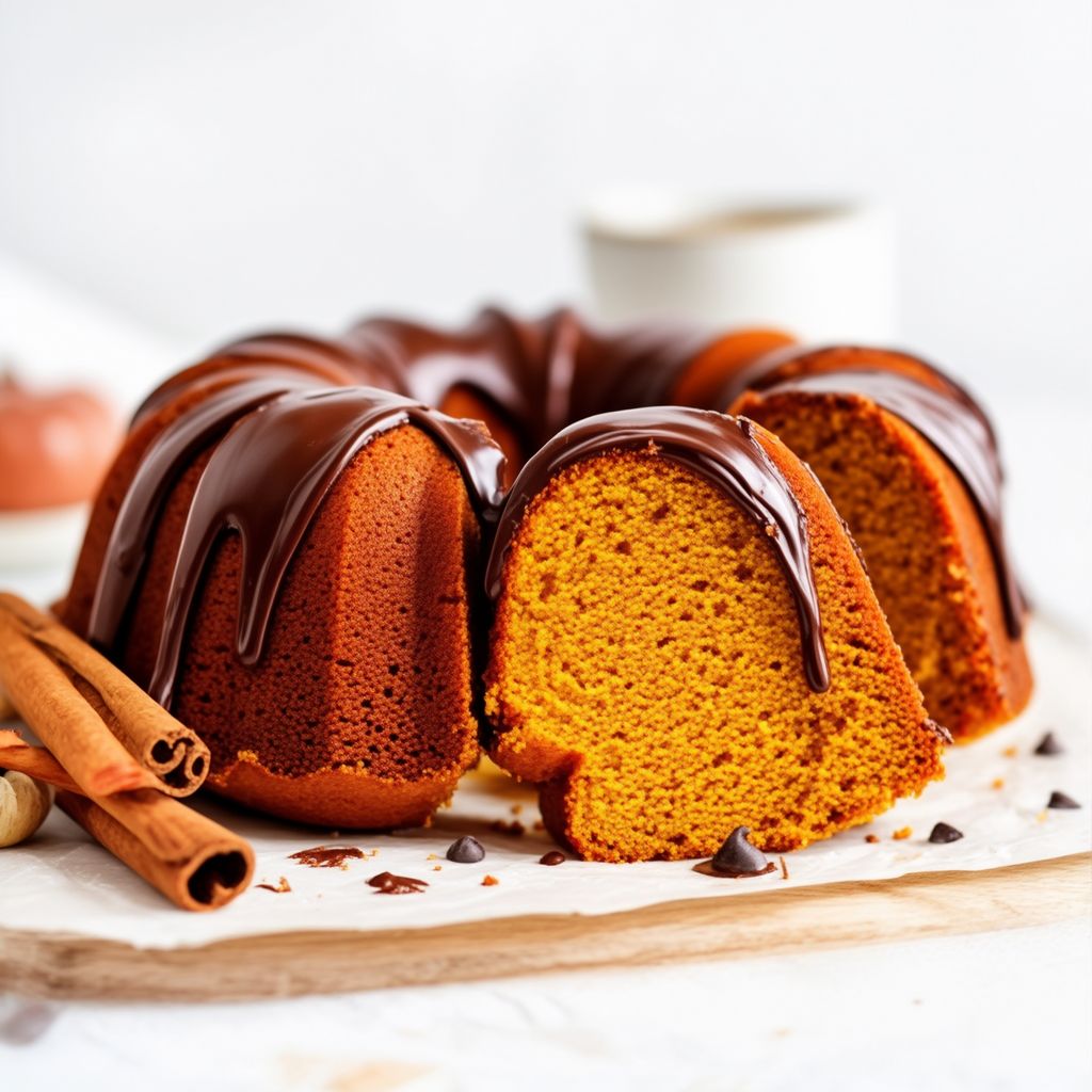Gewürzter Kürbis-Bundtkuchen mit Schokoladenglasur
