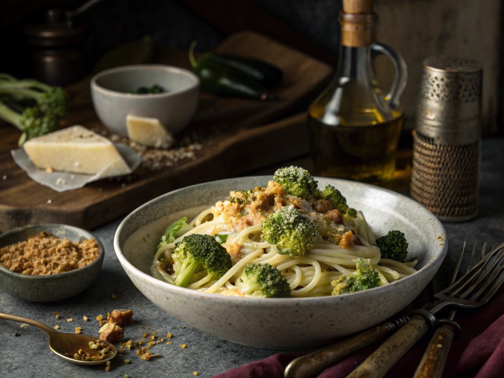 Pasta mit Brokkoli und gerösteten Brotkrümeln
