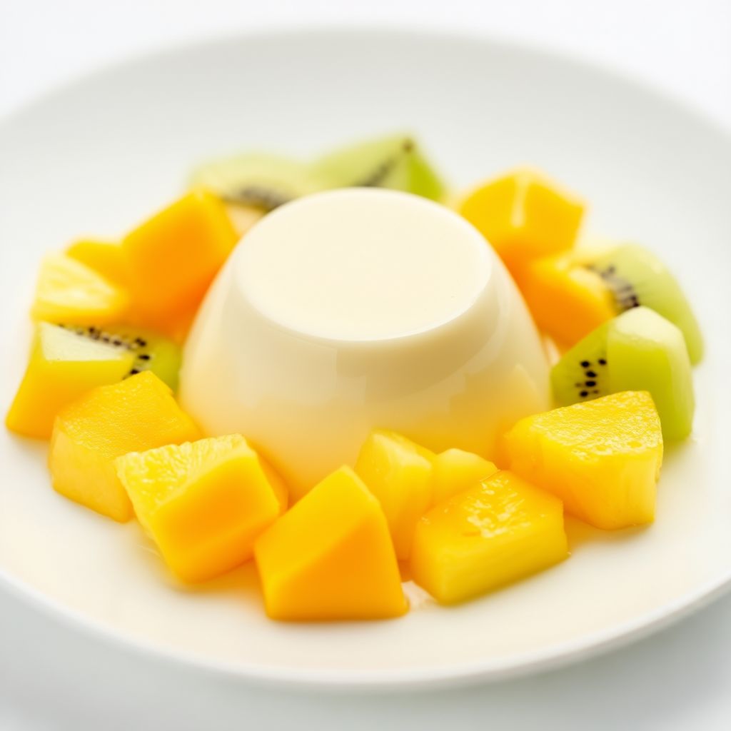 Creamy Vanilla Panna Cotta with Tropical Fruit Medley