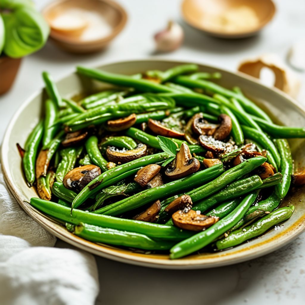 Fagiolini Saltati con Funghi all'Aglio