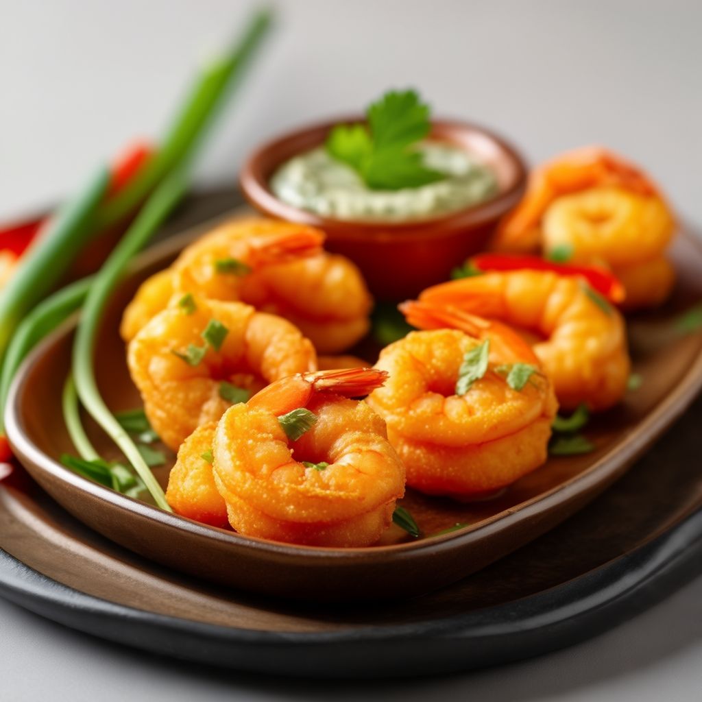 Bocconcini di Gamberi Dorati con Salsa Aromatica Affumicata