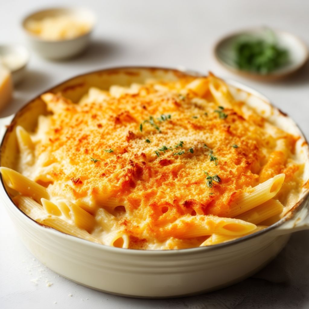 Cremige Drei-Käse überbackene Penne