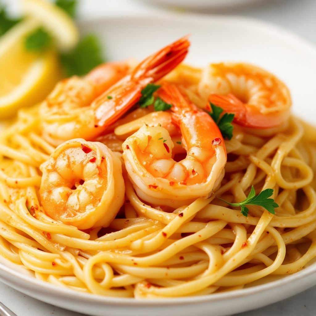 Garlic Butter Shrimp Linguine