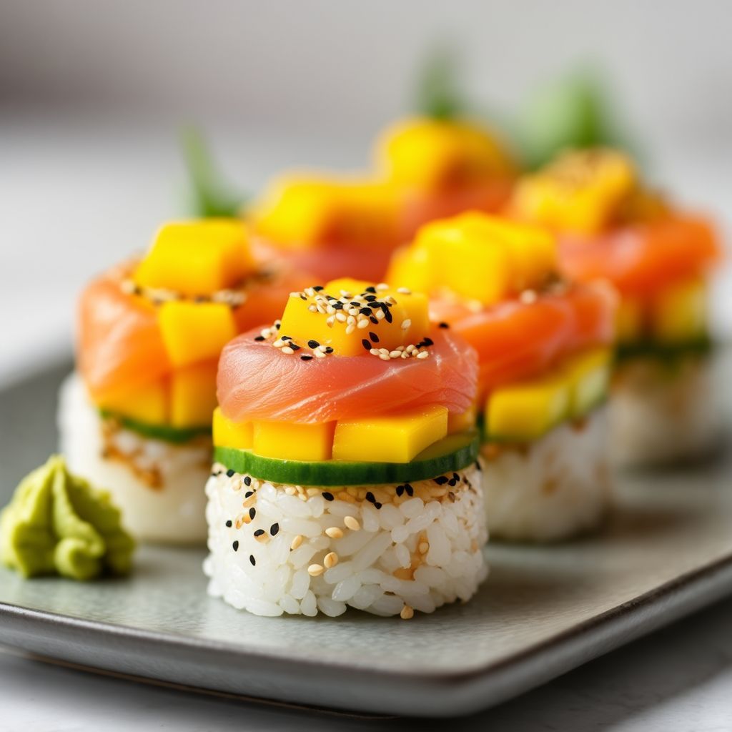 Sushi-Häppchen mit tropischem Twist