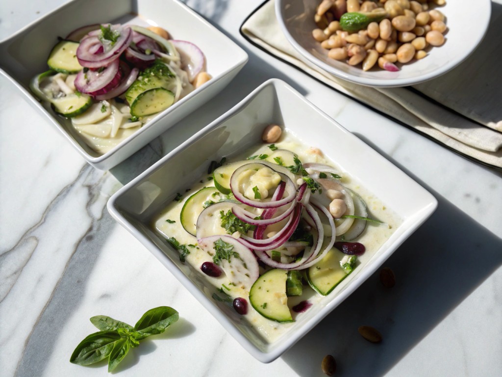 Cremige Zucchini‑Bohnen mit Zwiebeln
