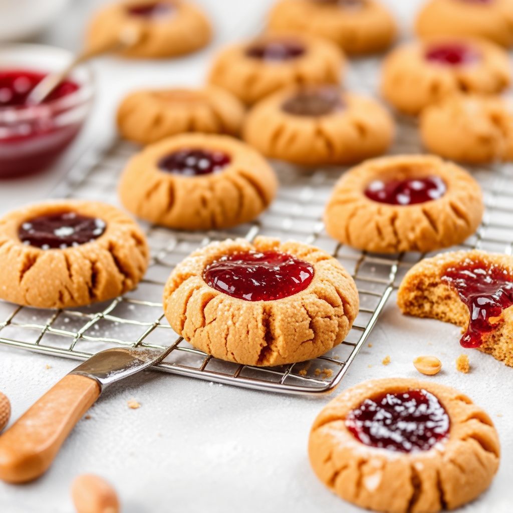Erdnussbutter und Gelee Daumenabdruckkekse