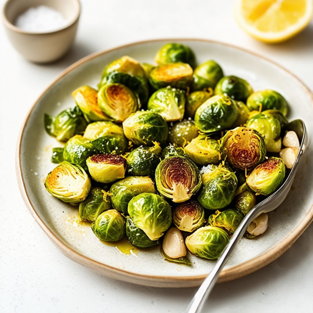 Garlic Roasted Brussels Sprouts with Lemon Zest