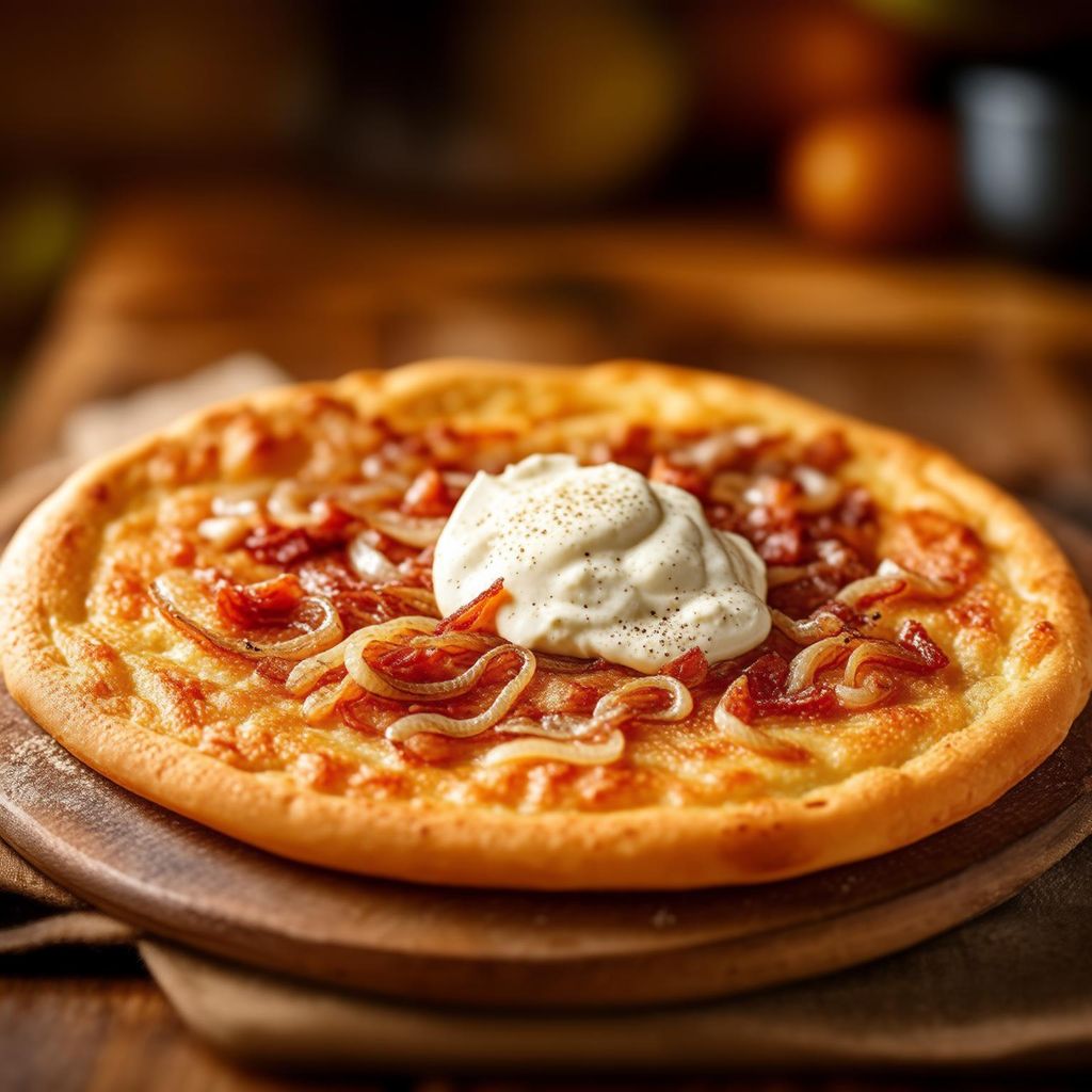 Einfacher vegetarischer Flammkuchen