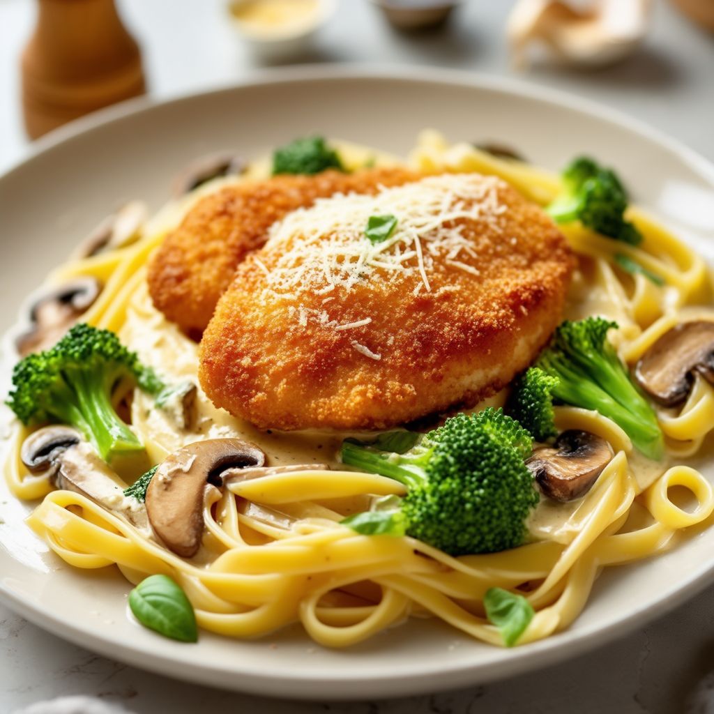 Crispy Parmesan Chicken with Creamy Basil Sauce