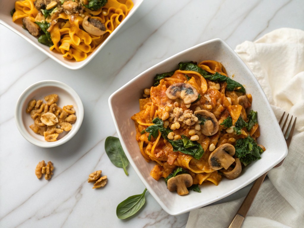 Nudelauflauf mit Kürbis‑Tomatensauce