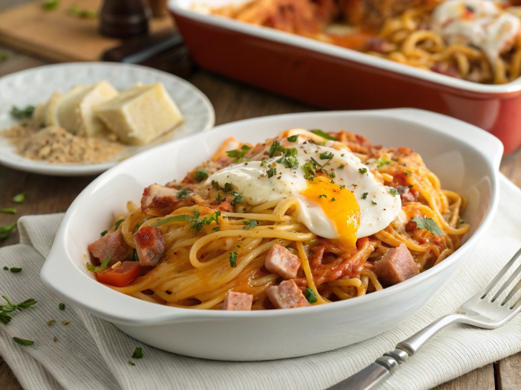 Nudelauflauf mit Tomatensoße