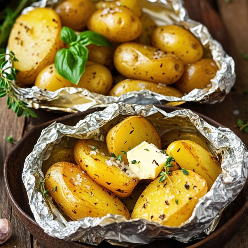 Gegrillte Kräuterbutter-Kartoffel-Pakete