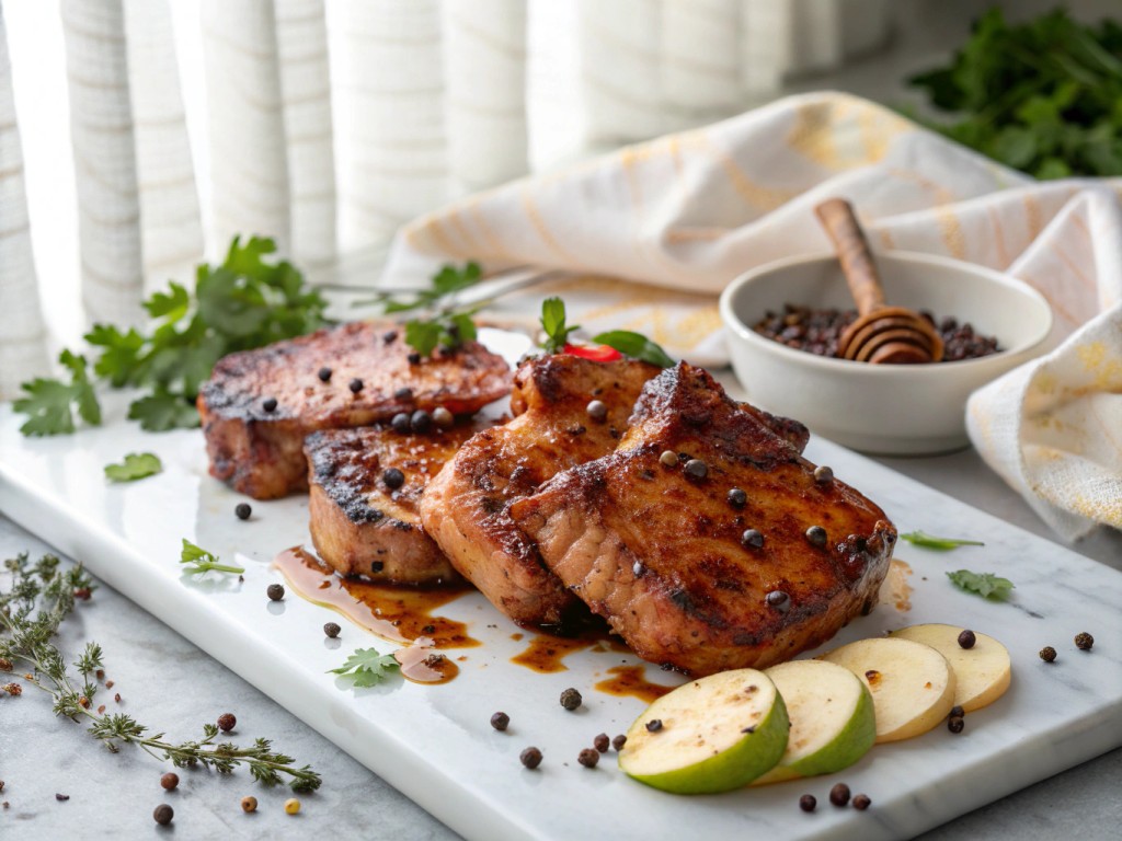 Schokolade‑Schwarzer Pfeffer Schweinekoteletts
