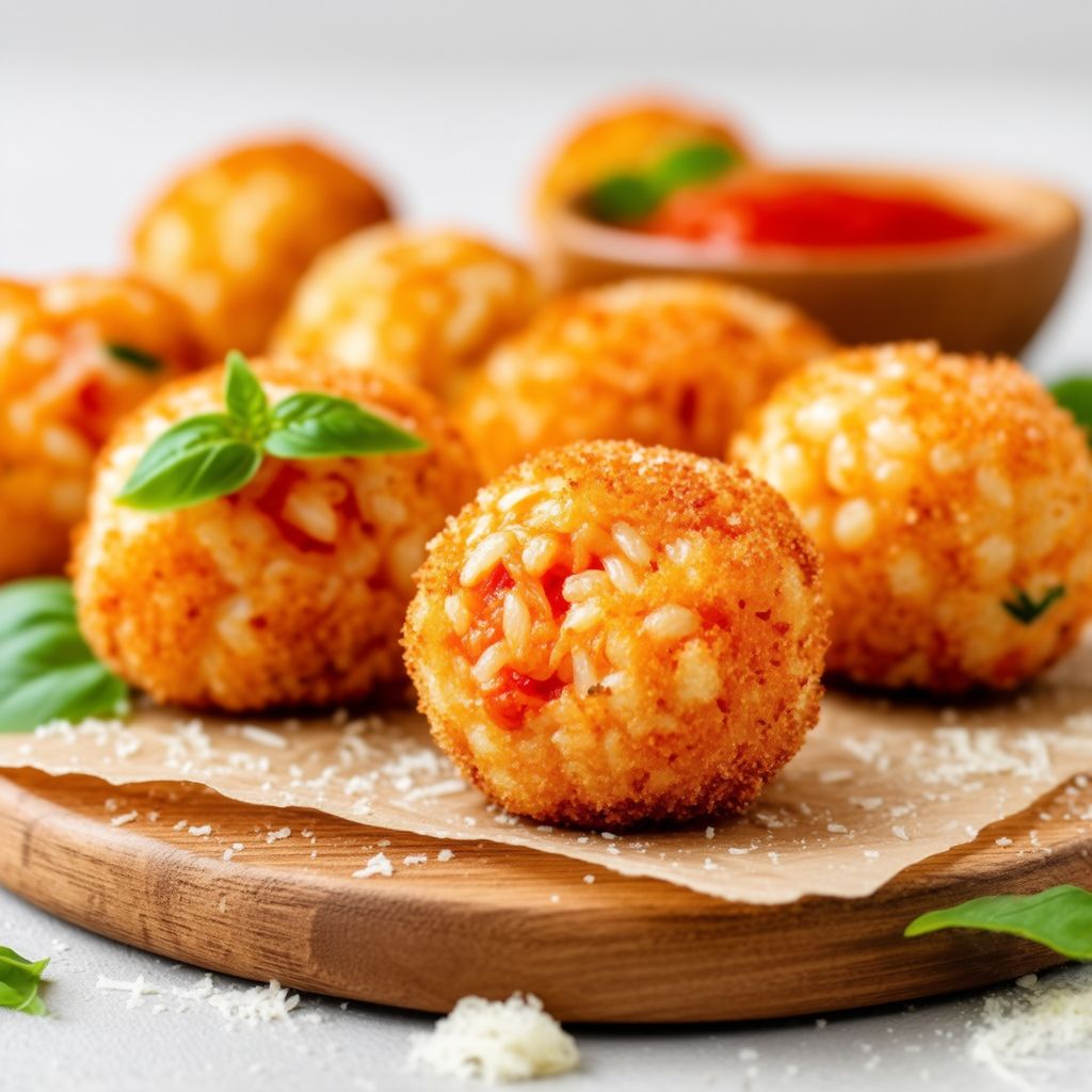 Knusprige Tomaten-Mozzarella-Reisbällchen
