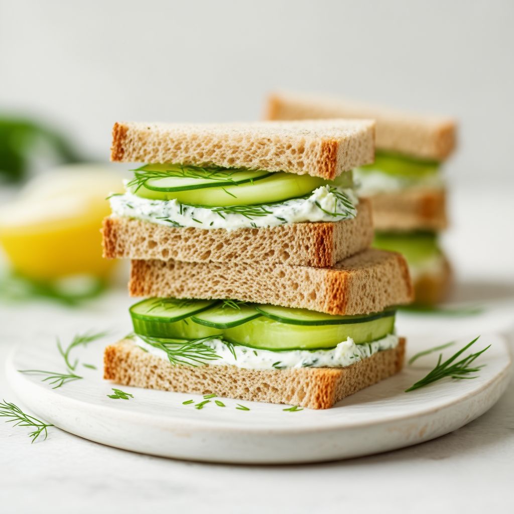 Kräuter-Frischkäse- und Gurken-Teesandwiches