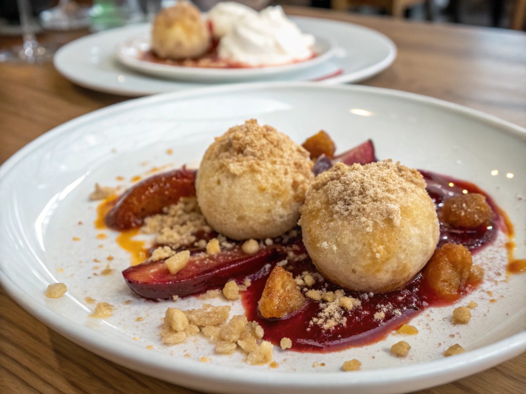 Quarkknödel mit Zwetschgenkompott