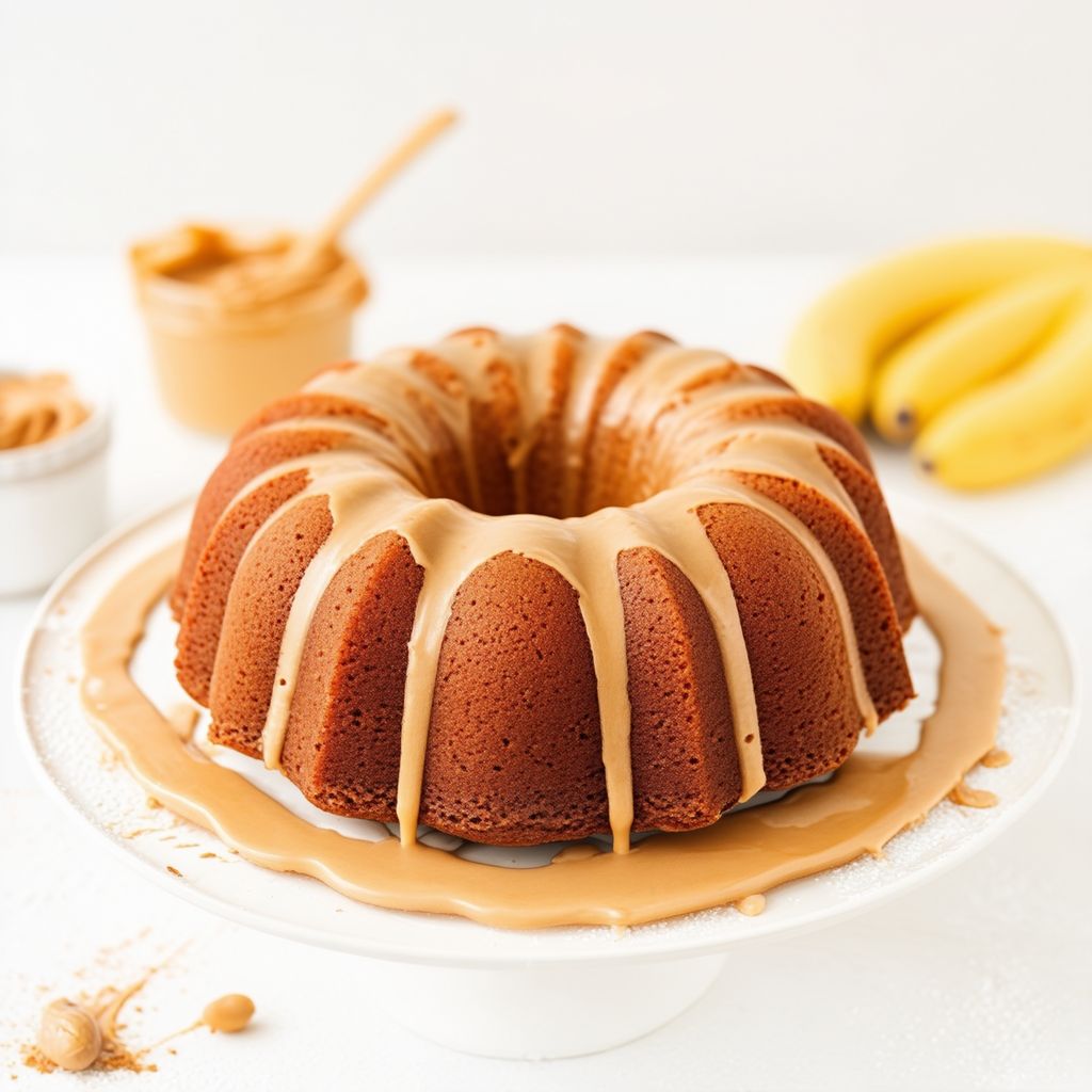 Banana Bundt Cake with Peanut Butter Glaze