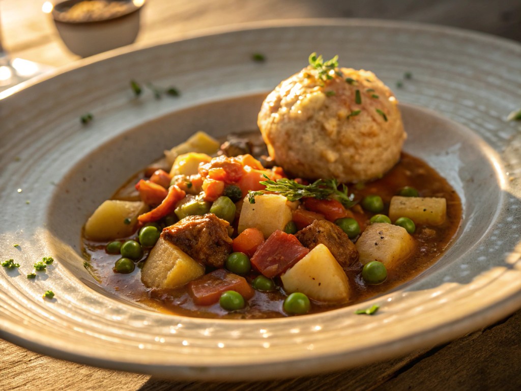 Erdäpfelgulasch mit Nockerl