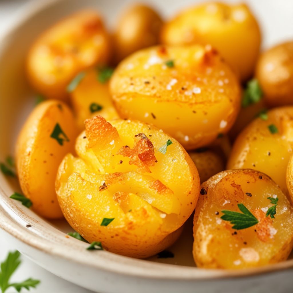 Patate Schiacciate Croccanti al Burro all'Aglio