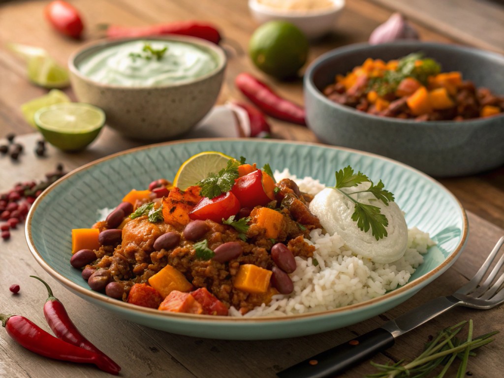 Kürbis con Carne mit Limettendip