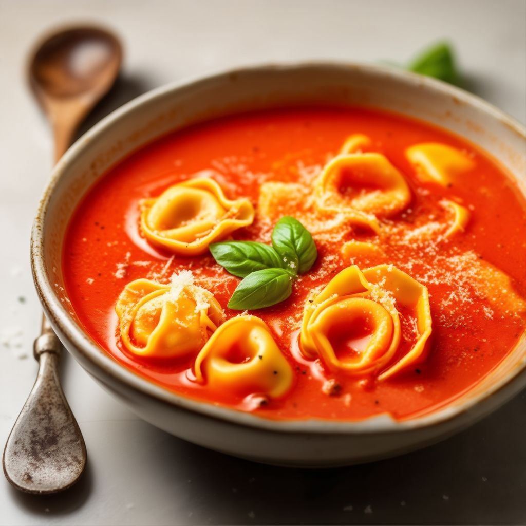 Zuppa Ricca di Tortellini al Pomodoro e Basilico